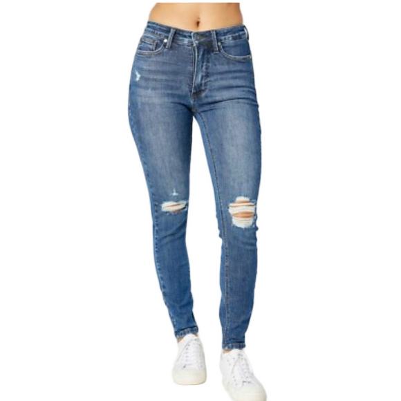 Judy Blue Denim - Judy Blue Skinny Jeans with Custom Knee Patch Size 14W